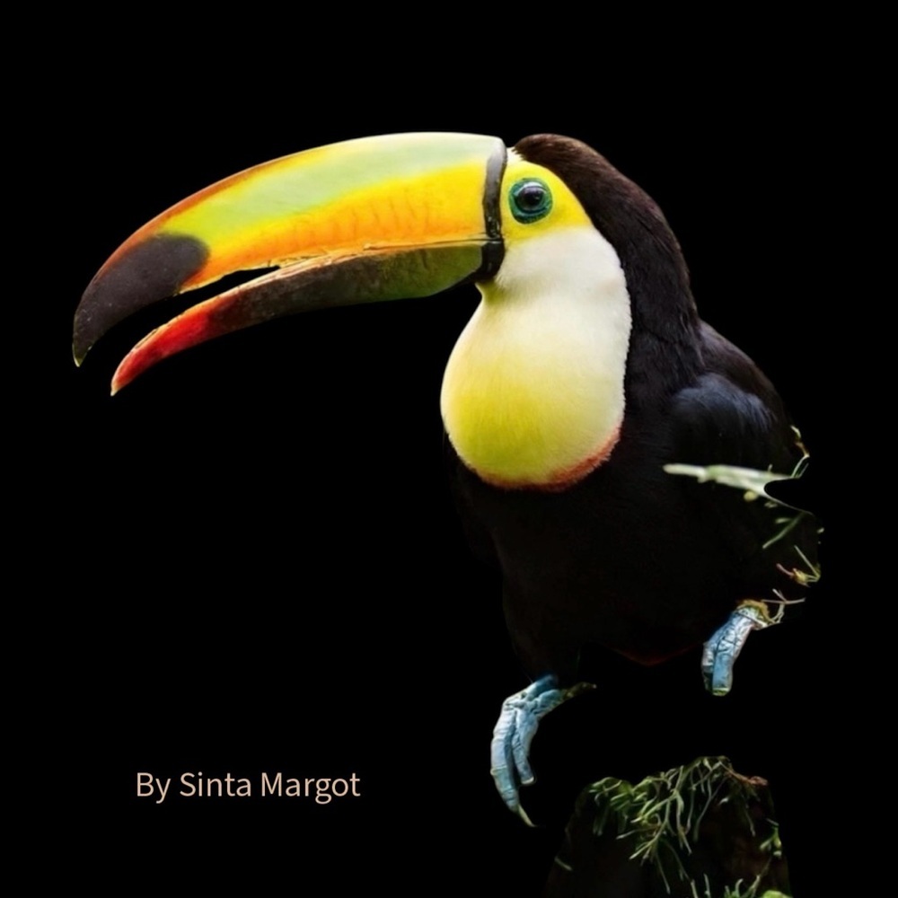 HANDCRAFTED digital art print Vibrant Toucan Art Print in Yellow & Black - Picture 3 of 14